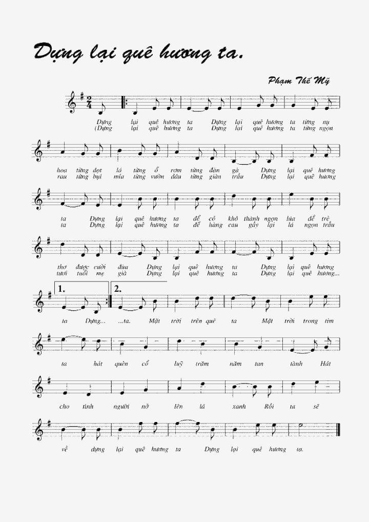 Sheet nhạc Dựng Lại Quê Hương Ta